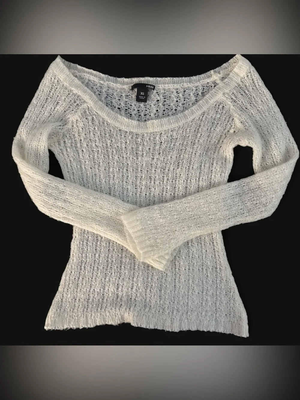 Knit off the shoulder long sleeve top